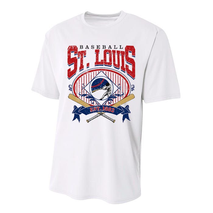 Vintage St Louis Baseball  Baseball Love Performance Sprint T-Shirt