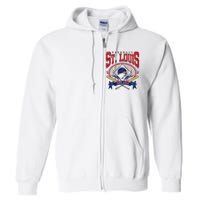 Vintage St Louis Baseball  Baseball Love Full Zip Hoodie