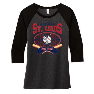 Vintage St Louis Baseball Est 1882 Women's Tri-Blend 3/4-Sleeve Raglan Shirt