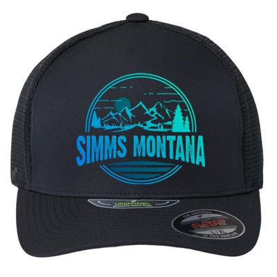 Vintage Simms Montana Mountain Hiking Souvenir Print Gift Flexfit Unipanel Trucker Cap