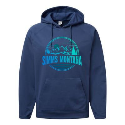 Vintage Simms Montana Mountain Hiking Souvenir Print Gift Performance Fleece Hoodie