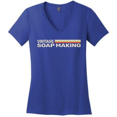 Vintage Soap Making Soapmaker Funny Retro Soap Maker Meaningful Gift Women's V-Neck T-Shirt