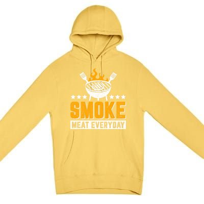 Vintage Smoke Meat Every Day Meat Eater Bbq Smoker Design Gift Premium Pullover Hoodie