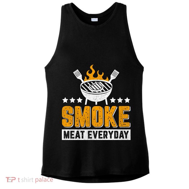 Vintage Smoke Meat Every Day Meat Eater Bbq Smoker Design Gift Ladies PosiCharge Tri-Blend Wicking Tank