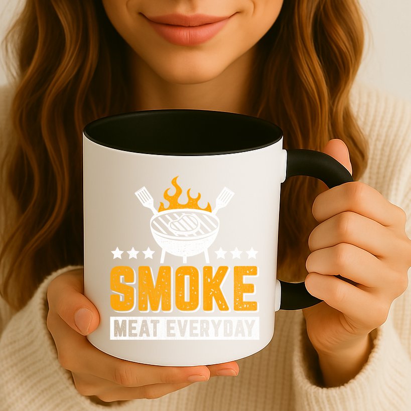 Vintage Smoke Meat Every Day Meat Eater Bbq Smoker Design Gift Mug