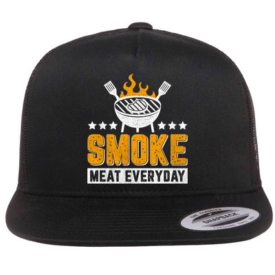 Vintage Smoke Meat Every Day Meat Eater Bbq Smoker Design Gift Flatbill Hat