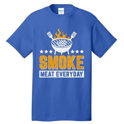 Vintage Smoke Meat Every Day Meat Eater Bbq Smoker Design Gift Tall T-Shirt