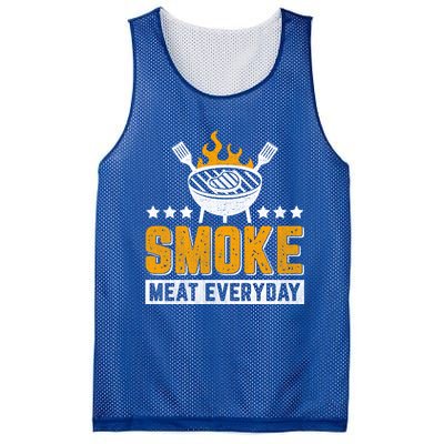 Vintage Smoke Meat Every Day Meat Eater Bbq Smoker Design Gift Mesh Reversible Basketball Jersey Tank