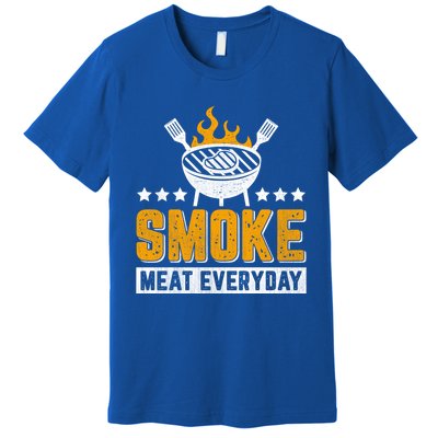 Vintage Smoke Meat Every Day Meat Eater Bbq Smoker Design Gift Premium T-Shirt