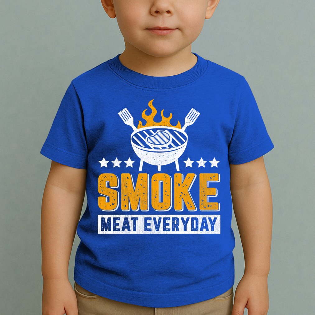 Vintage Smoke Meat Every Day Meat Eater Bbq Smoker Design Gift Toddler T-Shirt