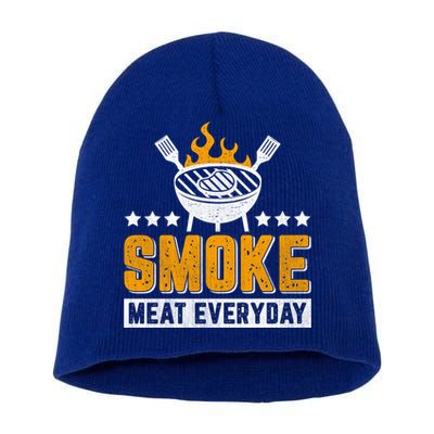 Vintage Smoke Meat Every Day Meat Eater Bbq Smoker Design Gift Short Acrylic Beanie