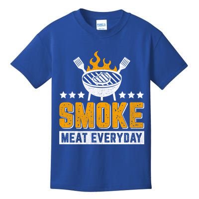 Vintage Smoke Meat Every Day Meat Eater Bbq Smoker Design Gift Kids T-Shirt