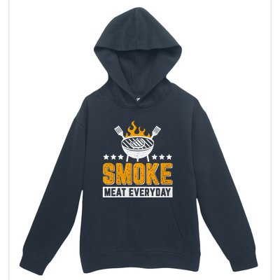 Vintage Smoke Meat Every Day Meat Eater Bbq Smoker Design Gift Urban Pullover Hoodie