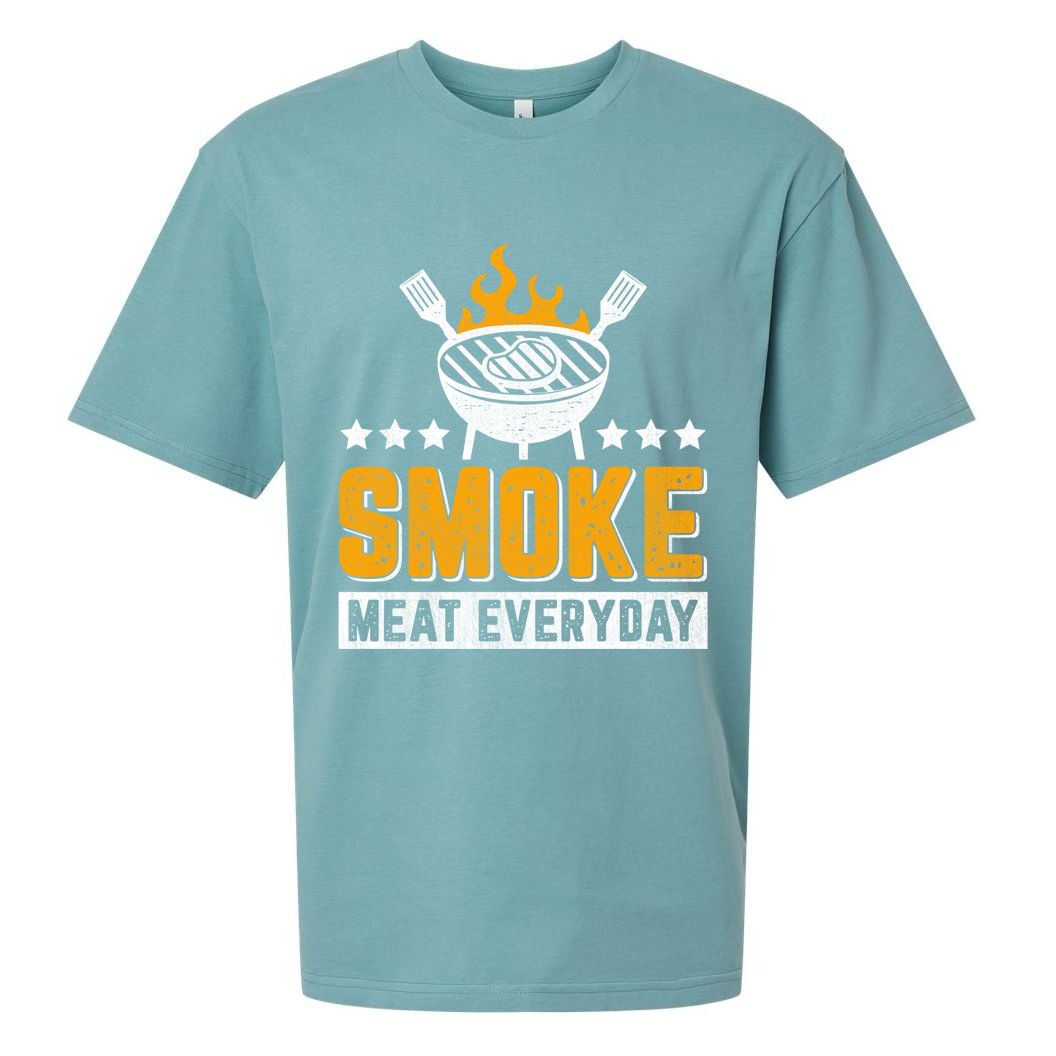 Vintage Smoke Meat Every Day Meat Eater Bbq Smoker Design Gift Sueded Cloud Jersey T-Shirt