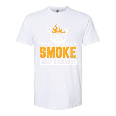 Vintage Smoke Meat Every Day Meat Eater Bbq Smoker Design Gift Softstyle CVC T-Shirt