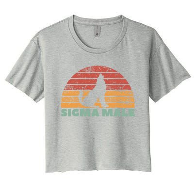 Vintage Sigma Male Wolf Loner Lone Sigma Wolf Cool Gift Women's Crop Top Tee