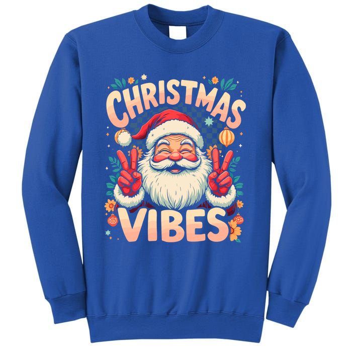 Vintage Santa Merry Christmas Vibes New Year Xmas Party Gift Sweatshirt