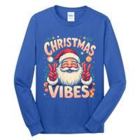 Vintage Santa Merry Christmas Vibes New Year Xmas Party Gift Tall Long Sleeve T-Shirt