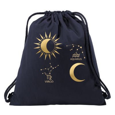 Virgo Sunaquarius Moon Zodiac Gift Drawstring Bag