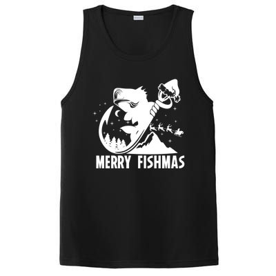 Vintage SantaS Merry Fishmas Fishing Ugly Christmas Gift PosiCharge Competitor Tank