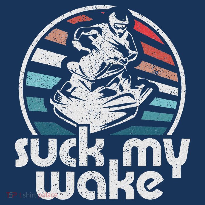 Vintage Suck My Wake Jet Ski Retro 70s Funny Jet Skiing Women's V-Neck T-Shirt