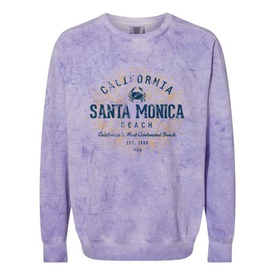 Vintage Santa Monica Beach Gift Colorblast Crewneck Sweatshirt