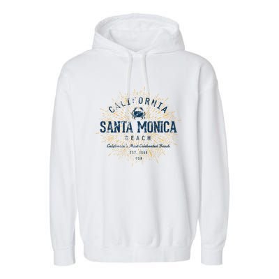 Vintage Santa Monica Beach Gift Garment-Dyed Fleece Hoodie