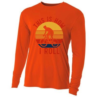 Vintage Style Mountain Bike Funny Gift This Is How I Roll Cool Gift Cooling Performance Long Sleeve Crew