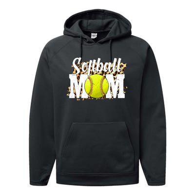 Vinatge Softball Mom Gifts Funny Softball Lovers Mothers Day Performance Fleece Hoodie