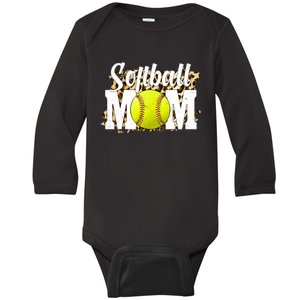 Vinatge Softball Mom Gifts Funny Softball Lovers Mothers Day Baby Long Sleeve Bodysuit