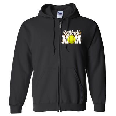 Vinatge Softball Mom Gifts Funny Softball Lovers Mothers Day Full Zip Hoodie