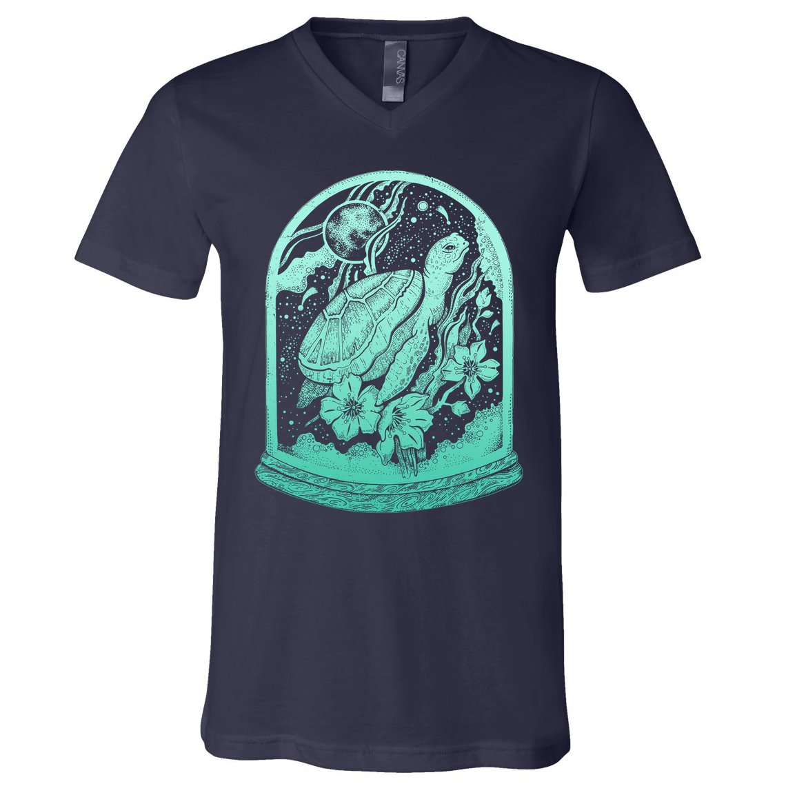 VIntage Sea Ocean Turtle Galaxy Terrarium V-Neck T-Shirt