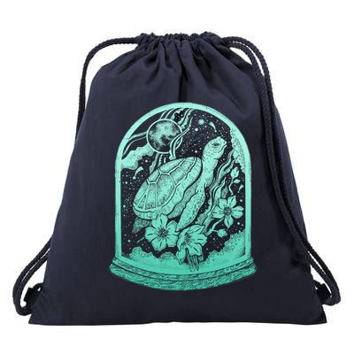 VIntage Sea Ocean Turtle Galaxy Terrarium Drawstring Bag