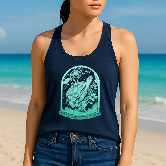 VIntage Sea Ocean Turtle Galaxy Terrarium Womens Tank Top