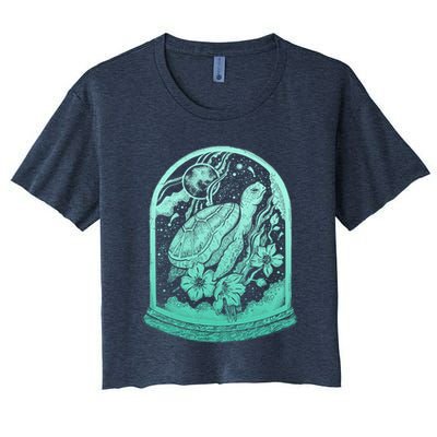 VIntage Sea Ocean Turtle Galaxy Terrarium Crop Top
