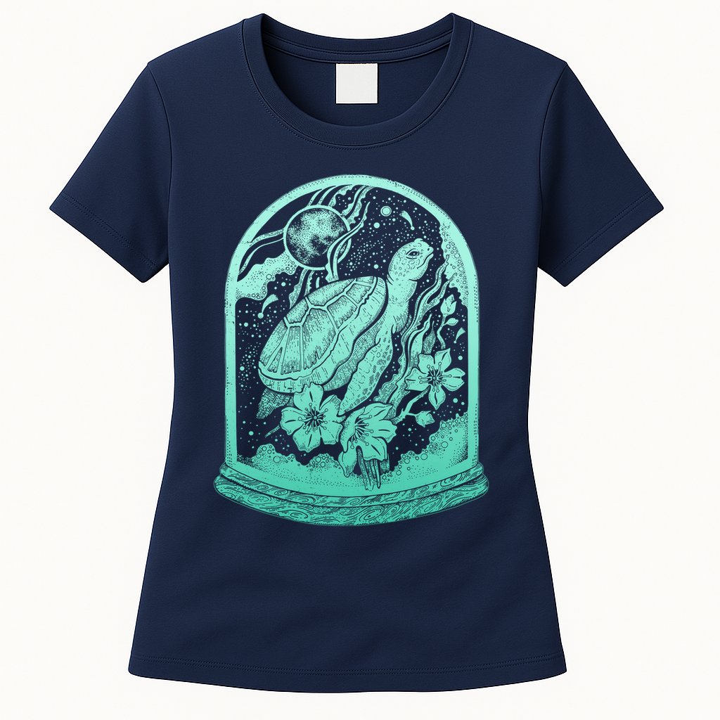 VIntage Sea Ocean Turtle Galaxy Terrarium Womens T-Shirt