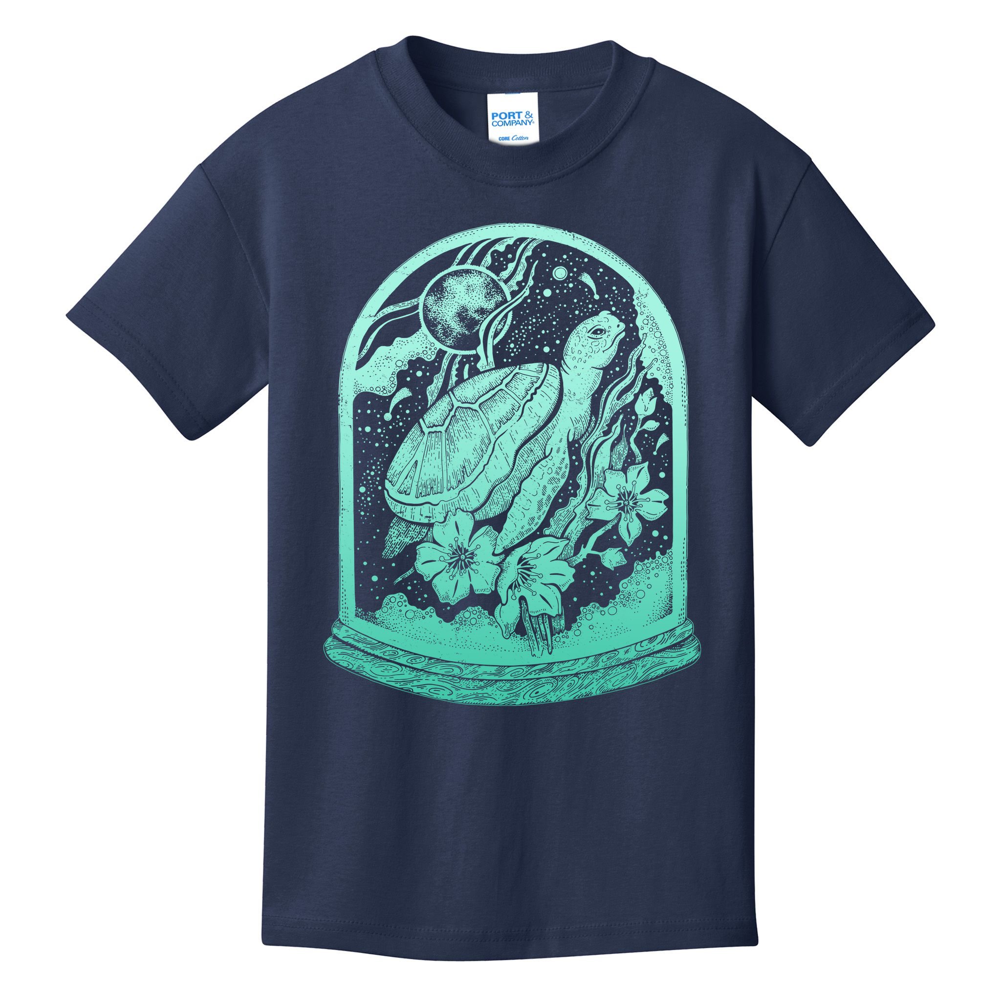 VIntage Sea Ocean Turtle Galaxy Terrarium Kids T-Shirt