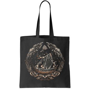 Viking Ship Odins Raven Huginn And Muninn Norse Mythology Tote Bag