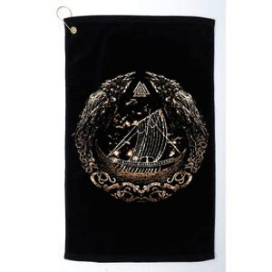 Viking Ship Odins Raven Huginn And Muninn Norse Mythology Platinum Collection Golf Towel