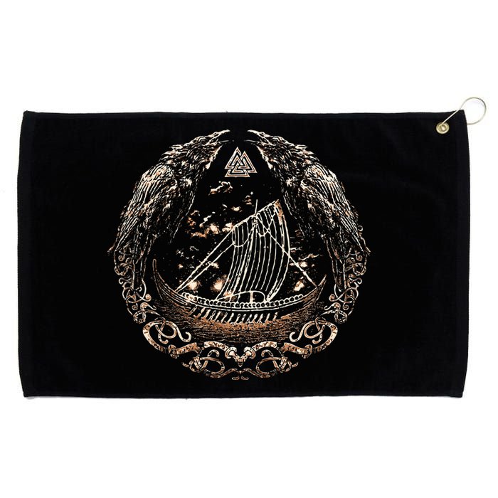 Viking Ship Odins Raven Huginn And Muninn Norse Mythology Grommeted Golf Towel