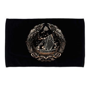 Viking Ship Odins Raven Huginn And Muninn Norse Mythology Microfiber Hand Towel