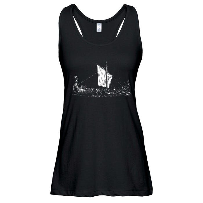 Viking Ship Odin And Valhalla Ladies Essential Flowy Tank