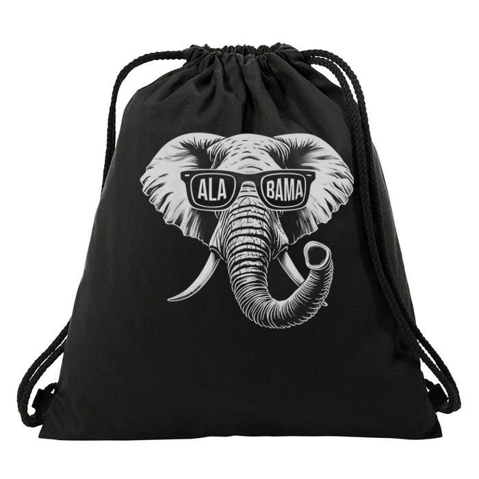 Vintage State Of Alabama Elephant Lovers Drawstring Bag