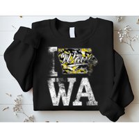 Vintage State of Iowa Trendy Wave Iowans Black Yellow Design Sweatshirt