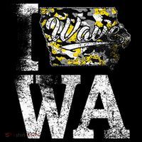Vintage State of Iowa Trendy Wave Iowans Black Yellow Design T-Shirt