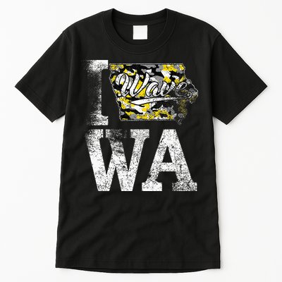 Vintage State of Iowa Trendy Wave Iowans Black Yellow Design Tall T-Shirt
