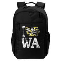 Vintage State of Iowa Trendy Wave Iowans Black Yellow Design Backpack