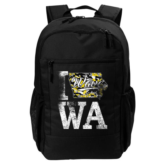 Vintage State of Iowa Trendy Wave Iowans Black Yellow Design Backpack