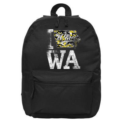 Vintage State of Iowa Trendy Wave Iowans Black Yellow Design 16 in Basic Backpack