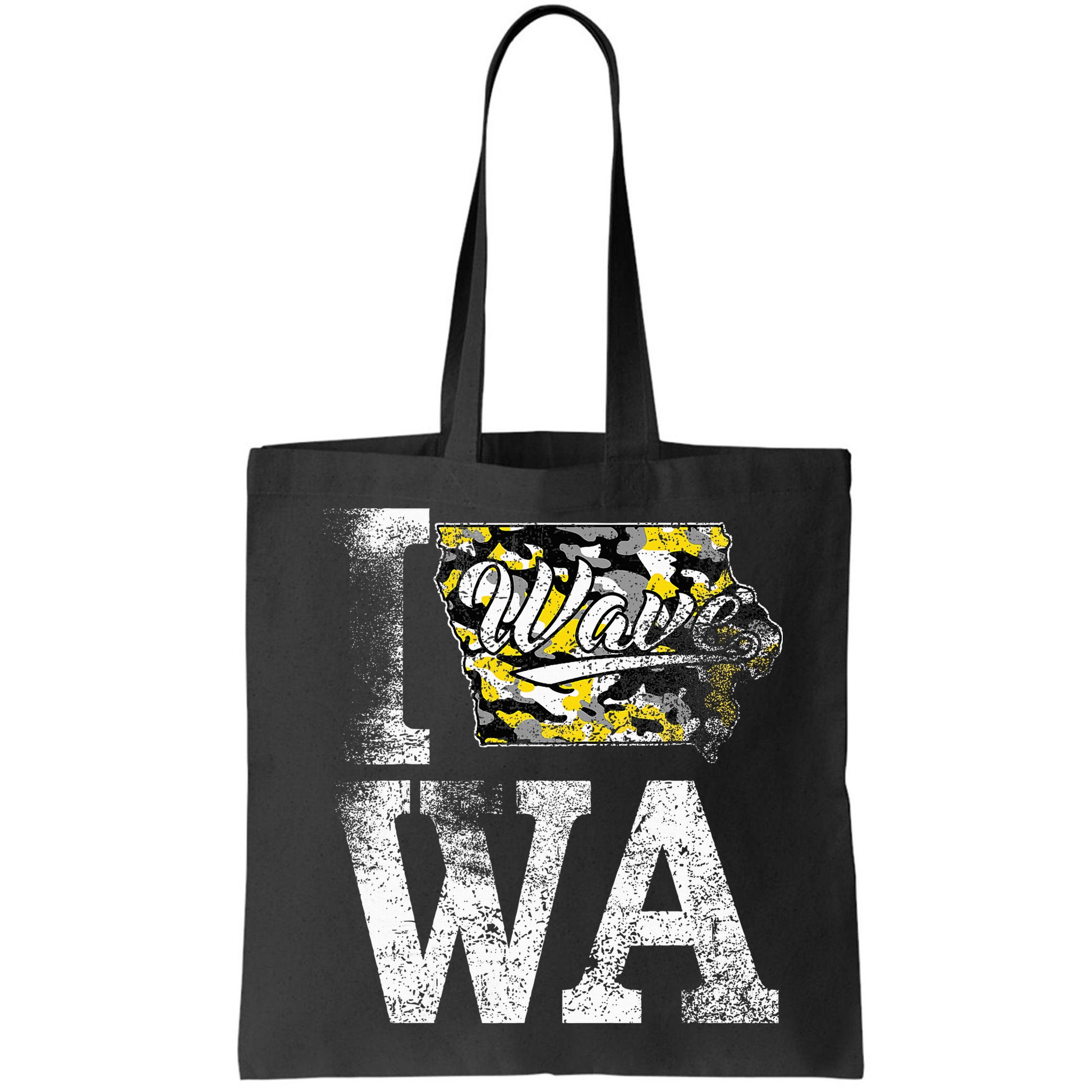 Vintage State of Iowa Trendy Wave Iowans Black Yellow Design Bag